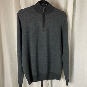 Untuckit Sweater Mens Large Gray  Merino Wool Quarter Zip Pullover Casual